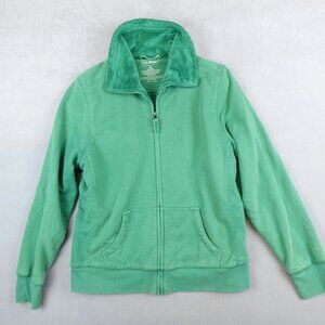 LL Bean Jacket Womens Medium Mountain Deep Pile Fleece Sherpa Zip Green Outdoor